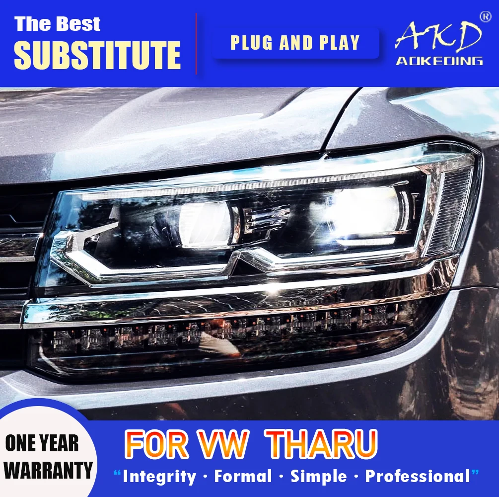 

AKD Car Styling For VW THARU LED 2018-2021 Headlight THARU DRL Fog Lamp Signal Light Low and High Beam Angel Eyes Projector