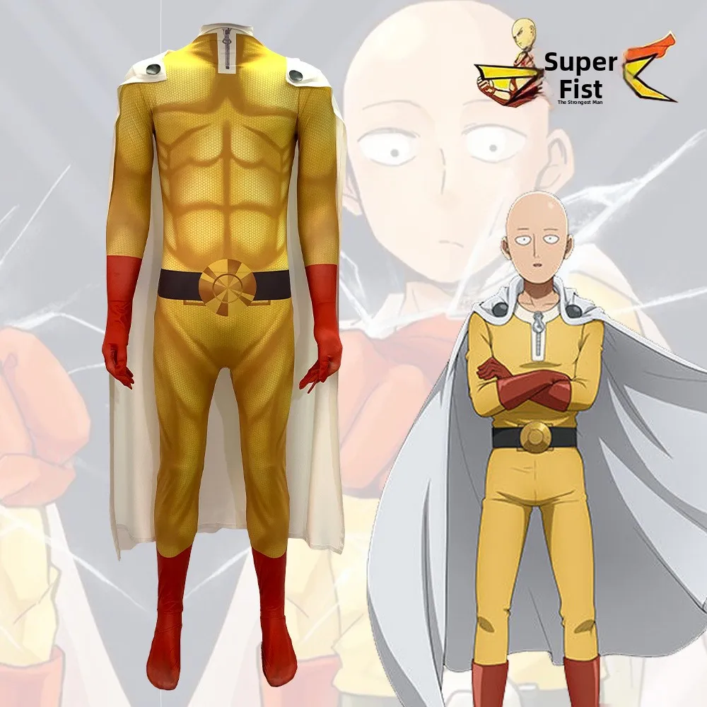 بدلة تنكرية لشخصية وان بانش مان من الأنمي، زي قتالي ضيق، زي شامل للهالوين، بدلة سوبر هيرو للمعلم، مصنوعة من ألياف ثلاثية الأس... #2