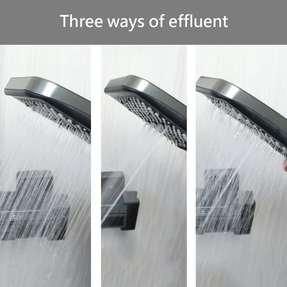 Torayvino Temperature Bathroom Rainfall Shower Set 4 Functions Digital Display Color Changes w/ det Hot Cold Mixer Faucet Tap