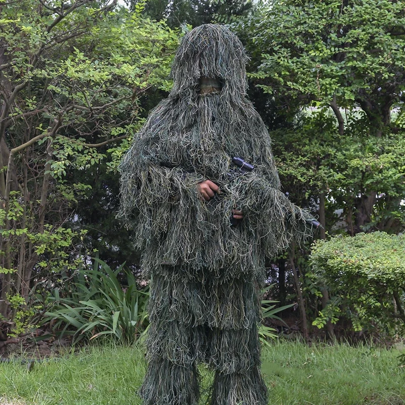 Nowy 5pcs/set Camouflage Ghillie Suit Yowie Tactical Clothes Camo Suit Hunting Paintball Ghillie Suit Men Hunting Clothes