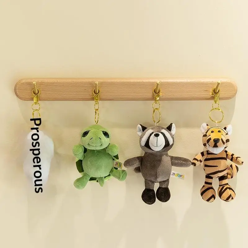 Niedlicher Cartoon-Tier-Plüsch-Schlüsselanhänger 15 cm Schildkröte Elefant Tiger Löwe Nilpferd Waschbär Bulldogge Katze Pinguin Affe Plüschtier – Detail 3