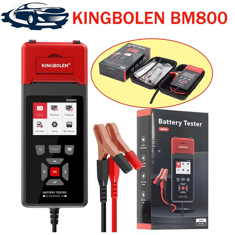 

KINGBOLEN BM800 Car Battery Tester with Print function 6V 12V 24V Battery Analyzer Cranking Test Charging Test Max Load