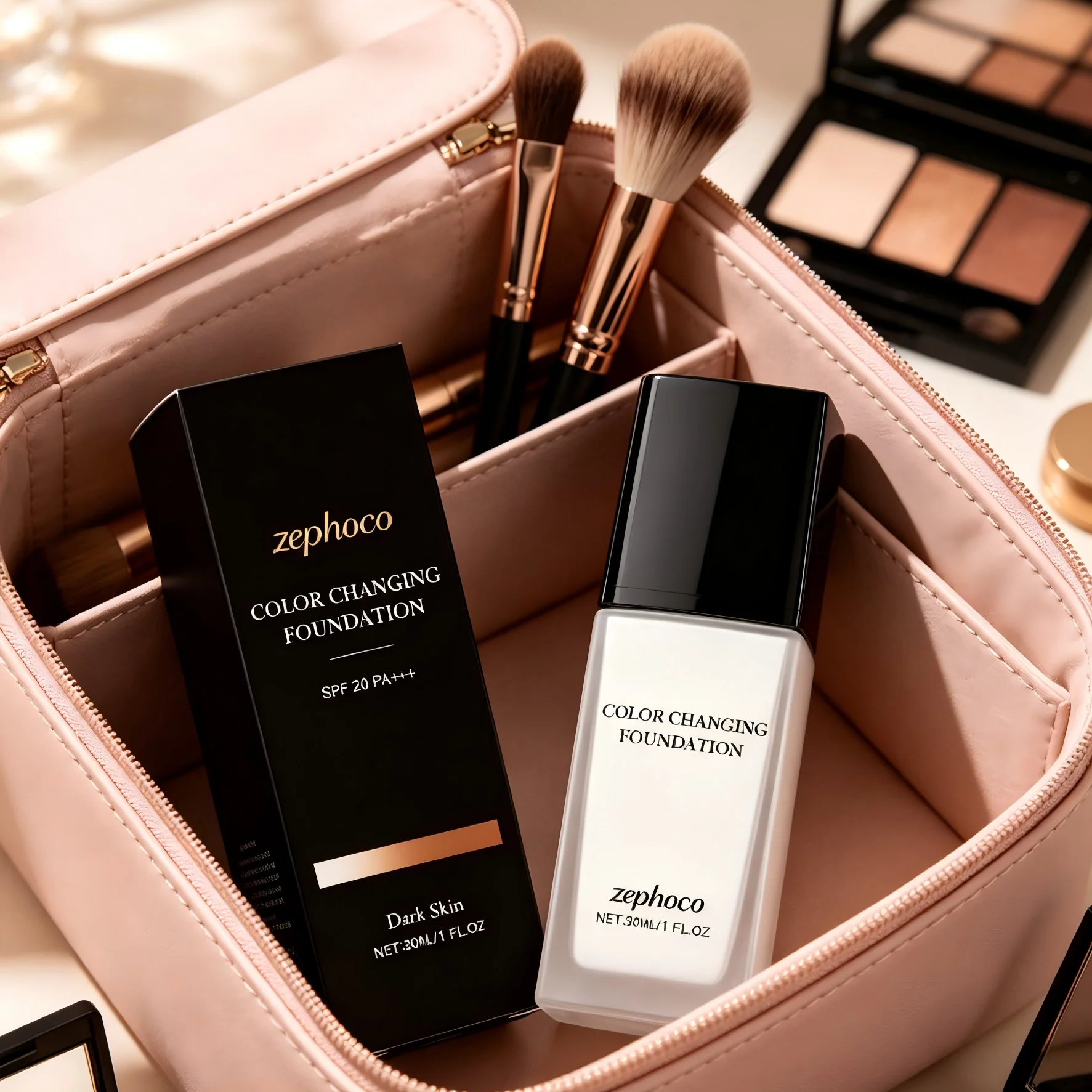 Zephoco Color Changing Foundation Mature Skin Brightening Spf 20 Pa+++ Deep Hydration Face Makeup Full Coverage Foundation 30ml