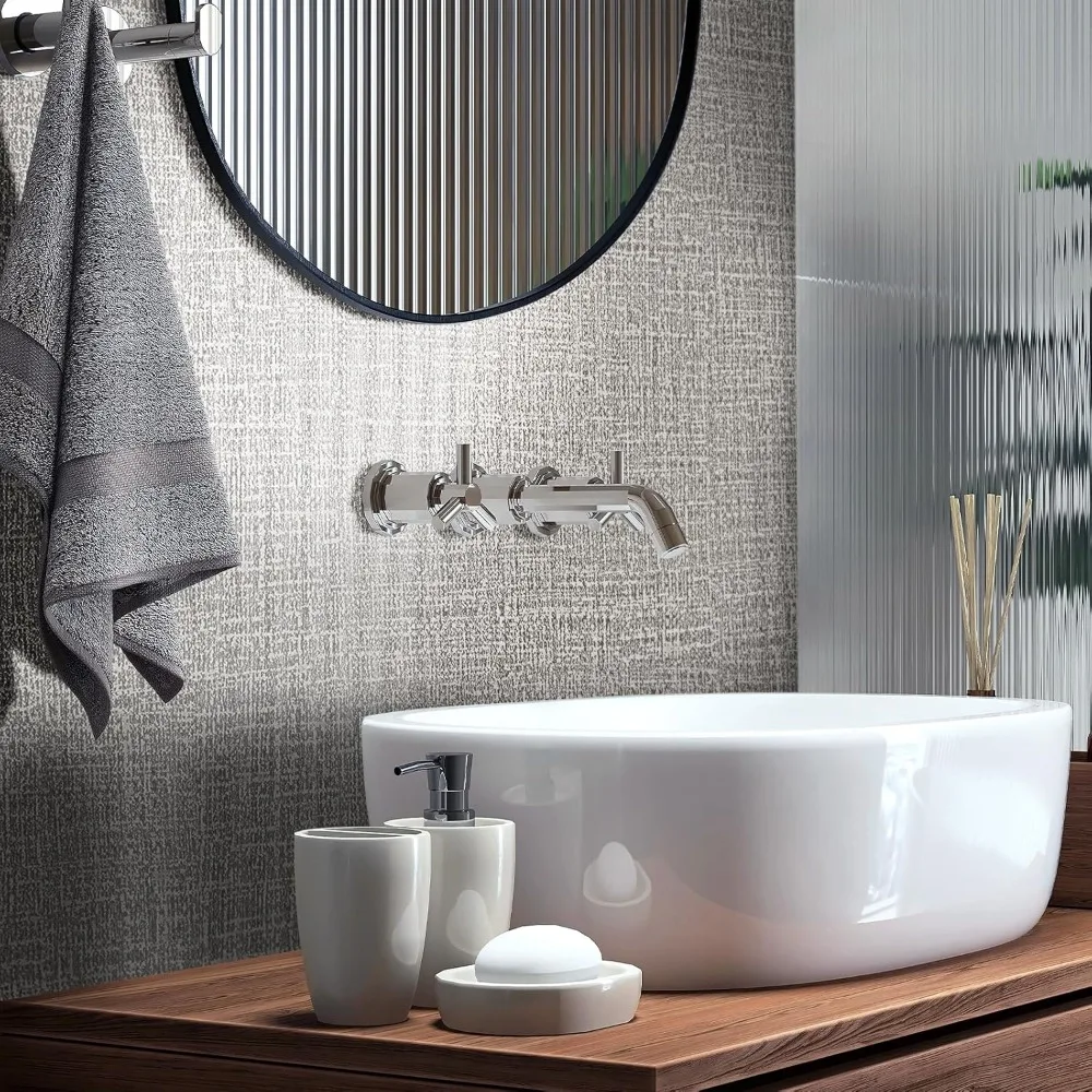 ورق جدران مزخرف من قماش العشب قابل للتقشير واللصق للخزائن، ورق حائط من الكتان الصناعي، سهل التركيب، لاصق يدوم طويلاً، 23.6