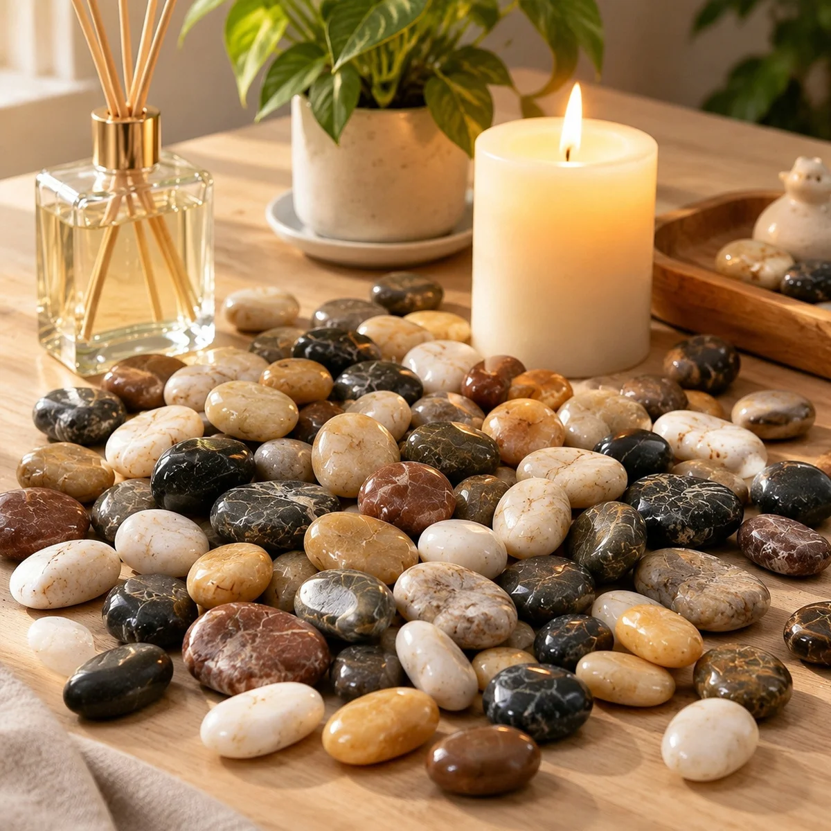 200/350/400/700g Smooth Polished Assorted Color Pebbles 2-4cm River Stones for Succulent Pot Topping Vase Fillers Aquarium ZSY