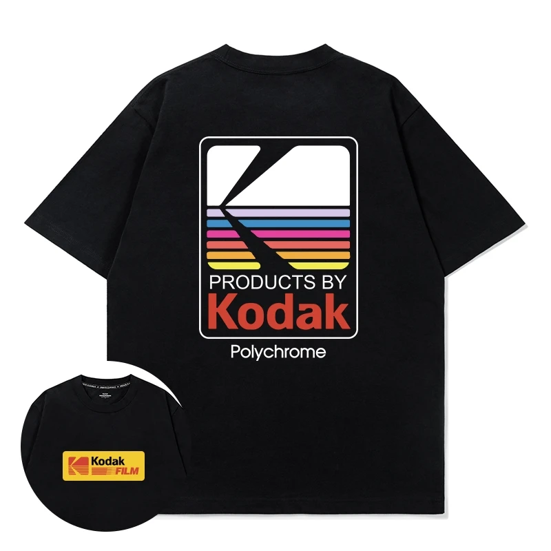 2026 Sommer Reine Baumwolle T-Shirt Hip-Hop-Stil Kodak Neues Bedrucktes T-Shirt für Herren Damen Unisex Harajuku-Stil Kurzarm-Oberteil – Detail 7