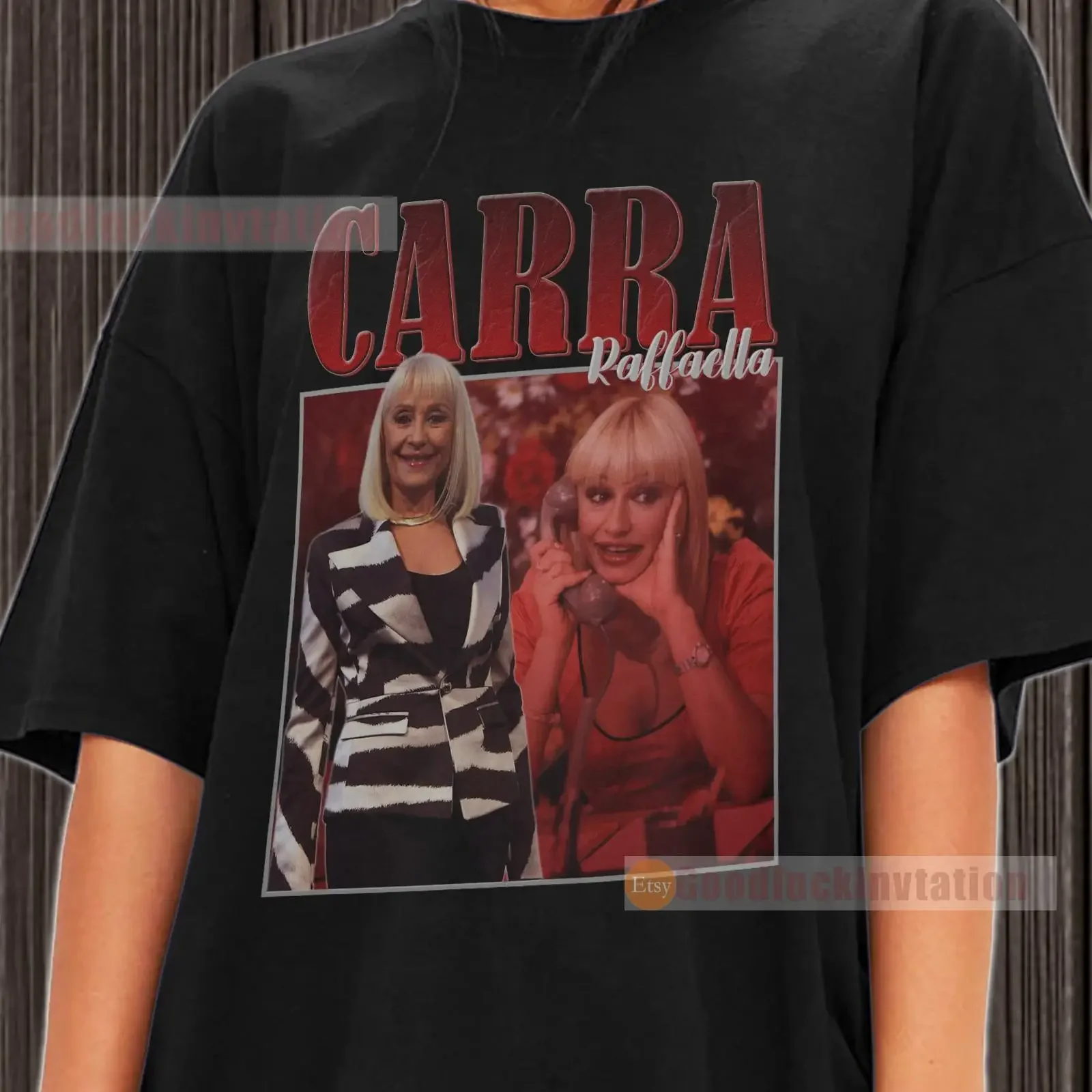 Camiseta Raffaella Carrà de algodón vintage estilo años 90, cuello redondo, lavada, suave y transpirable para uso diario