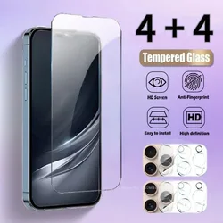 4+4 Ultra Clear Screen Protector for IPhone 17 16 15 14 13 12 Pro Max Camera Lens Tempered Glass for IPhone 12 13Mini 16 15 Plus