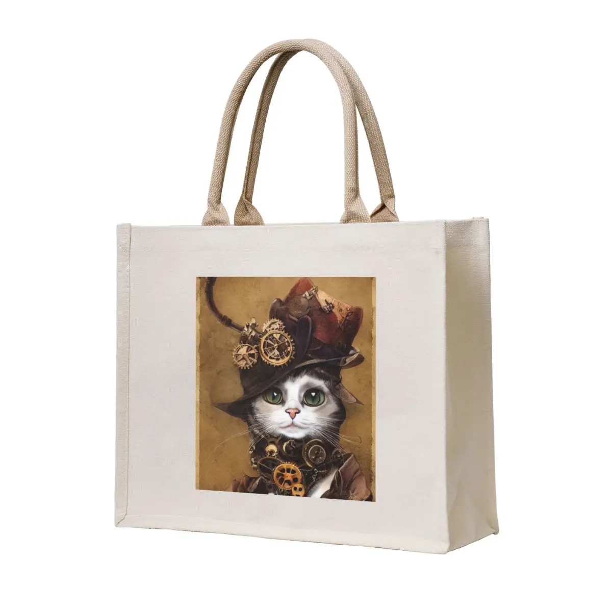 

Fancy Steampunk Cat Tote Bag tote university men's women Shopping bags