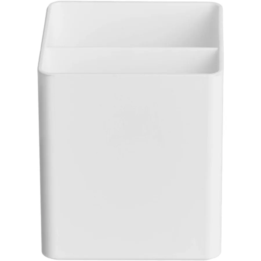 Modern White Plastic Desk Organizer - Multifunctional Pen & Pencil Holder for Office & Study