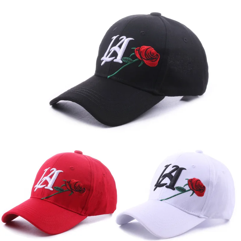 Бейсбольная кепка унисекс с вышивкой LA Rose, уличная регулируемая повседневная шляпа, солнцезащитные шляпы, спортивные модные кепки, романтический подарок