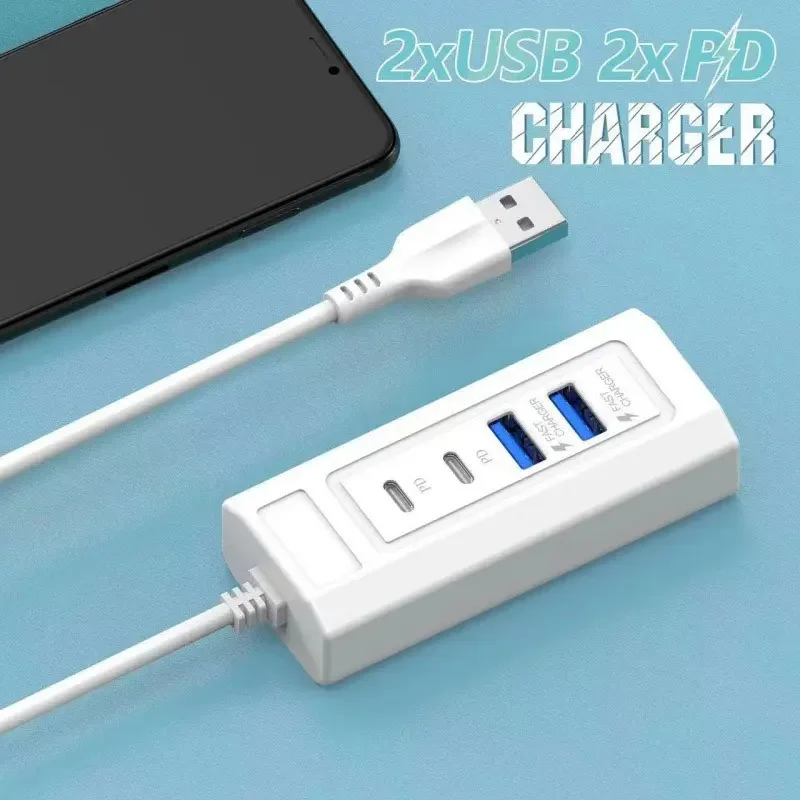 USB-A Hub USB HUB 2 0 Splitter  USB Data Transmission PD Fast Charging With For Mobile Phone PC Laptop Macbook Computer Tablets