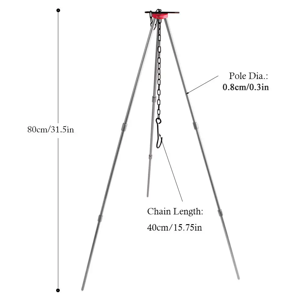 Outdoor Camping Bonfire Tripod Portable Triangle Support ForFire Hanging Pot Outdoor Campfire Cookware Picnic Cooking Grill Tool