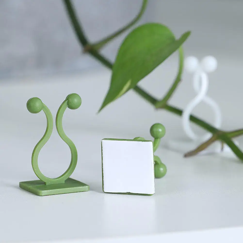 

80 шт. зеленых крючков для крепления растений, настенные клейкие крючки для вьющихся растений, проводов, кабелей, для использования в помещении и на улице, садовый инструмент для поддержки растений, сверхпрочные