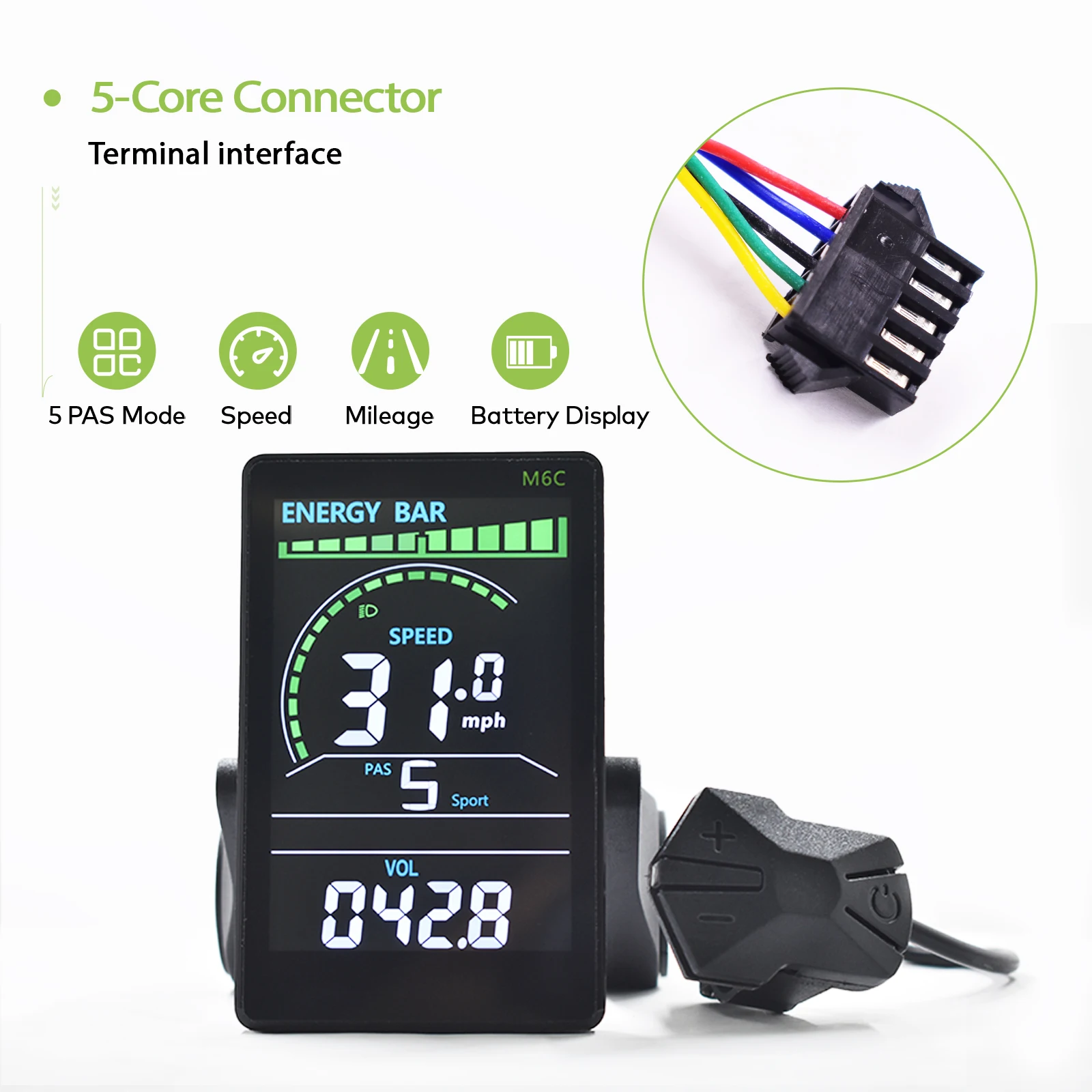 Haytrix】 Elektrische fietscomputer Digitale veelkleurige snelheidsmeter Stopwatch Elektronische fietskilometerteller Ebike-accessoires