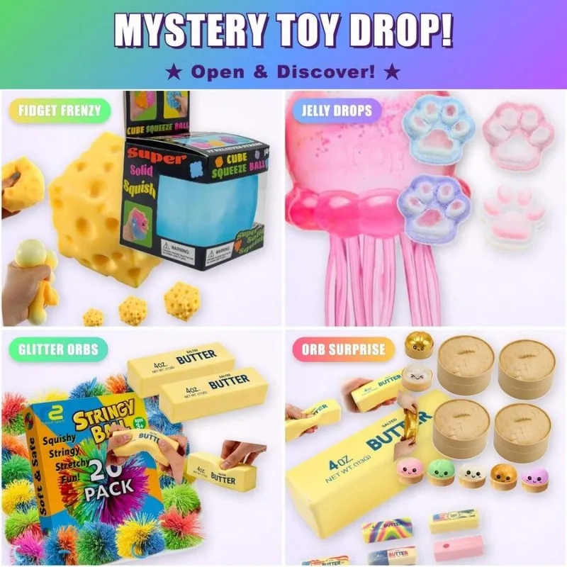 Holiday Squishy Mystery Blind Box, Random Surprise Squeeze Toys, 1Pieces Guaranteed Cute Stress Relief Fidget Toy Set