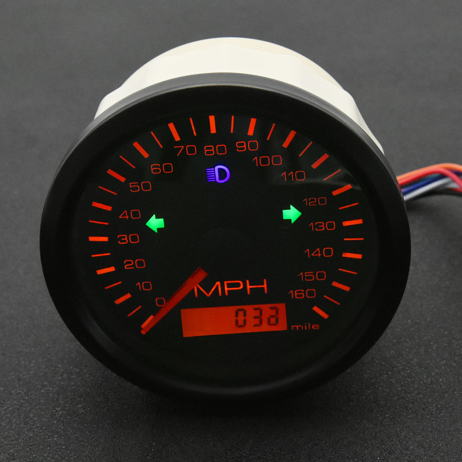 

ZMFJH 0-160MPH 85MM GPS Speedometer Gauge with Antenna Red Backlight Odometer High Beam Turn Light for Boat Yacht Car 12V24V