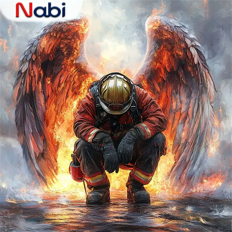 

Nabi алмазная живопись портрет пожарного полный квадратный круглый алмаз вышивка крыло DIY мозаика украшение дома
