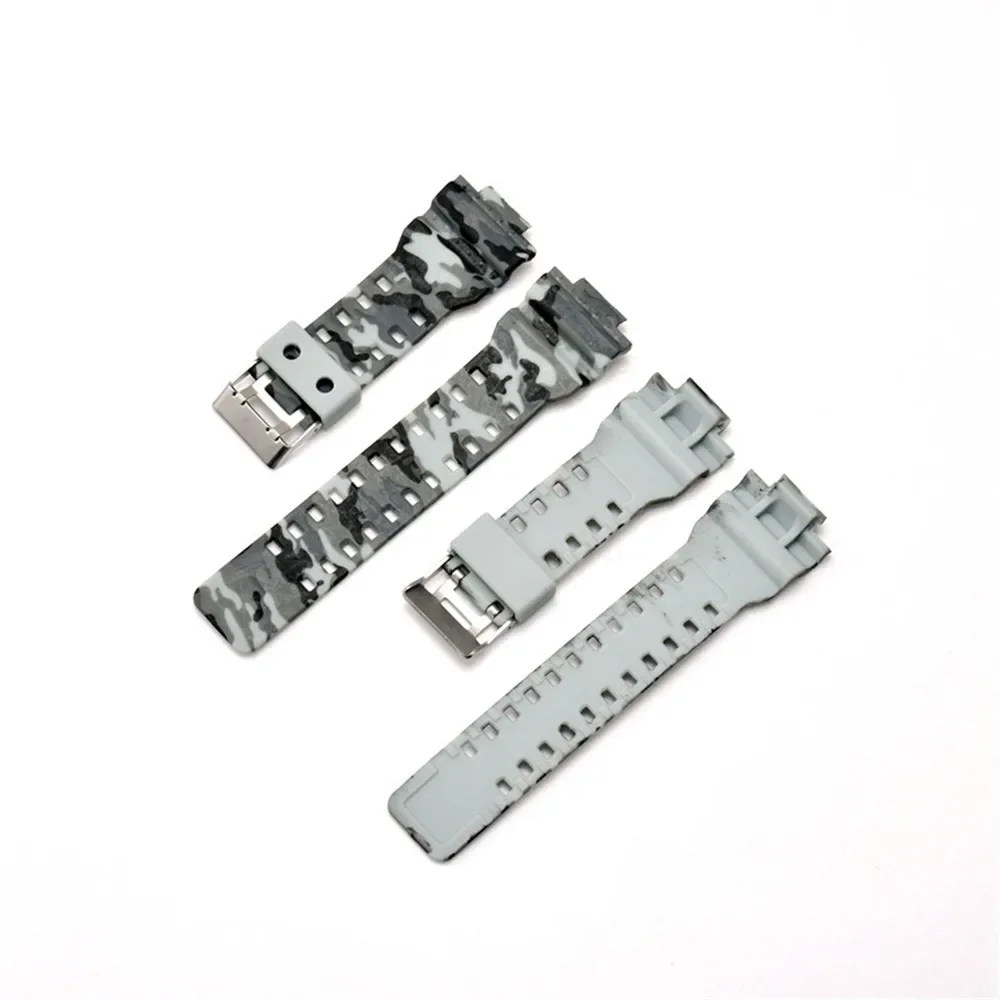 for Casio G-Shock GA-100/110/120 150 200 400 700 GD-100/110/120 G-8900 GLS-100 Men Camouflage Rubber Resin Watch Band Strap 16mm