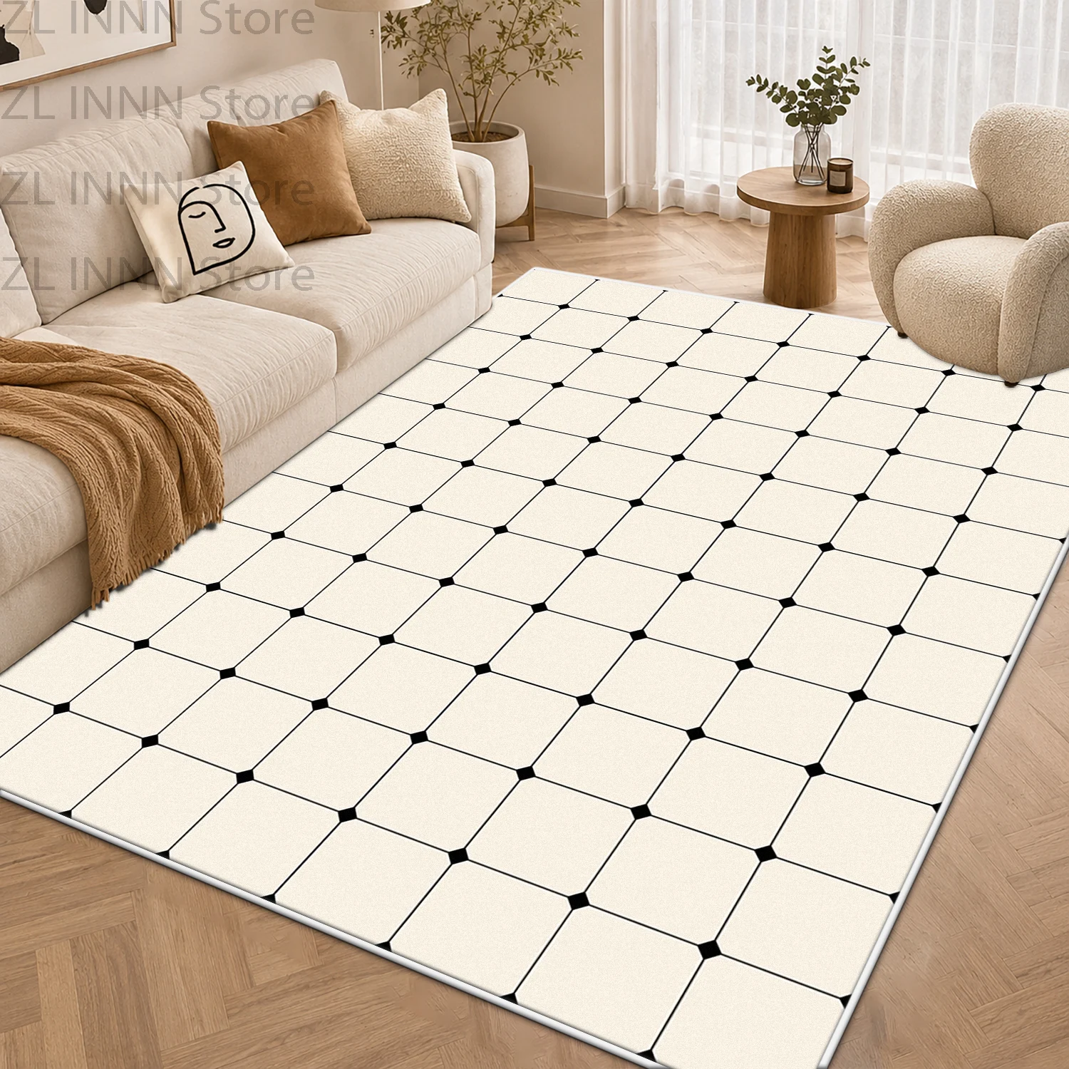 Fashion Cream Color Living Room Carpet Minimalism Coffee Tables Sofa Area Fluffy Soft Large Rugs Bedroom Bathroom Non-slip Mat