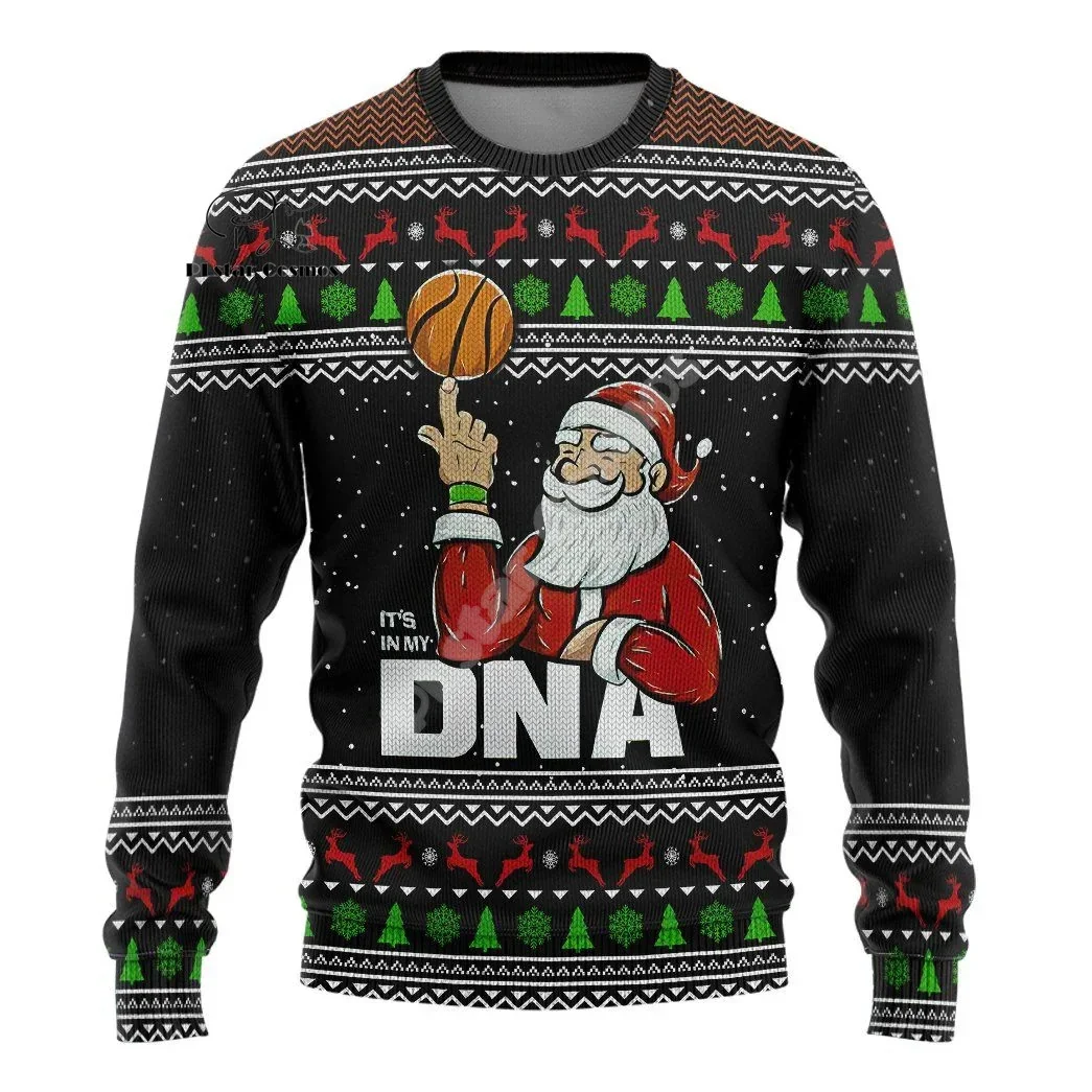 2024 Natal Santa Claus kartun Anime Graffiti Retro musim dingin Sweater jelek 3DPrint Harajuku Pullover kasual lucu lengan panjang