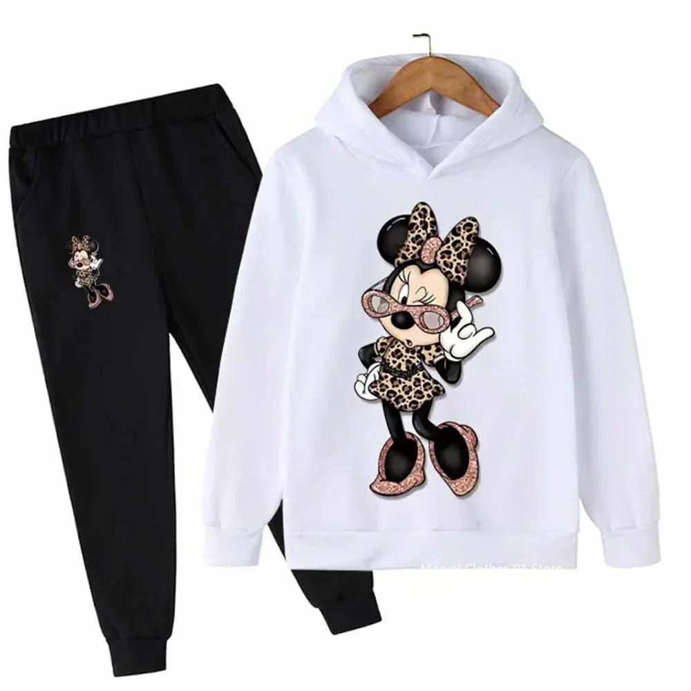 Children Baby Minnie Mouse Hoodies Boys Girls Clothing Sets Spring and Autumn Kids Long Sleeve Sweatshirt+Pants Casual Outfit