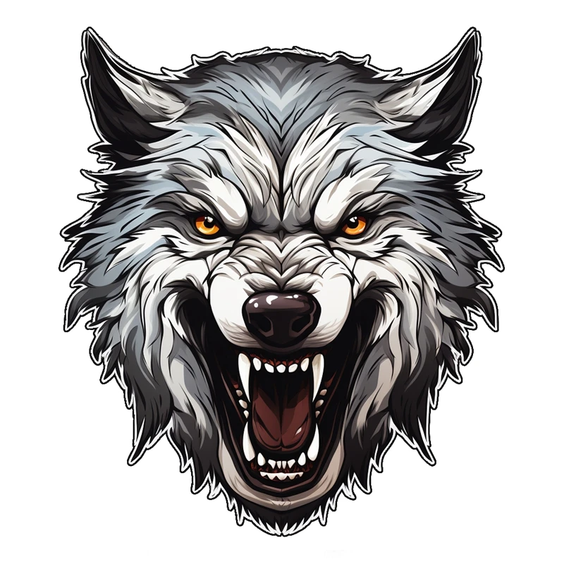 Vinyl-Aufkleber „Ferocious Wolf“, 1 Stück, wasserfest, abnehmbar, keine Rückstände, Aufkleber für Auto, Helm, Laptop, Reisegepäck, Dekoration