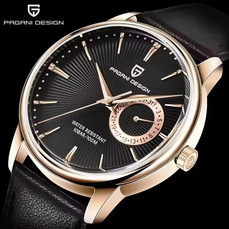 pagani-design-pd1654-men's-business-watch-30m-waterproof-leather-strap-sunburst-dial-analog-quartz-wristwatch