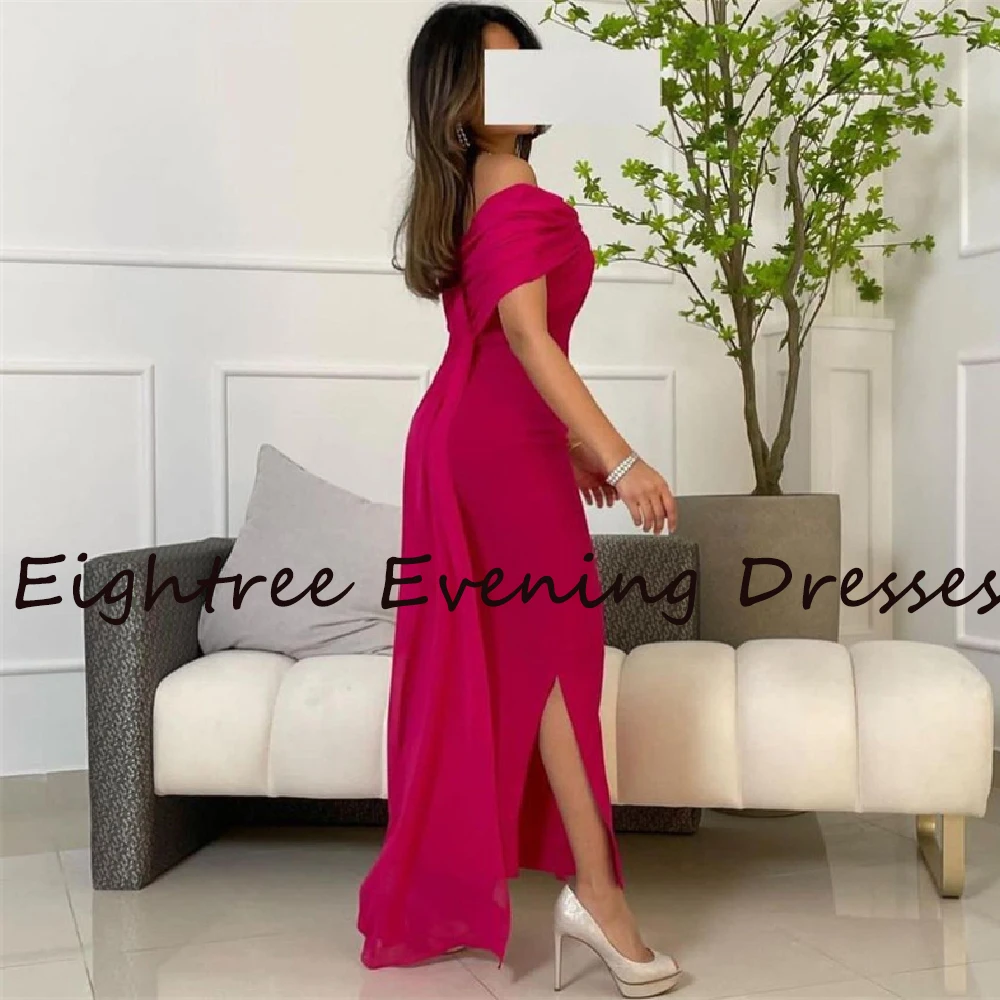 Modern Plum Red Long Off Shoulder Short Evening Dresses A Line Side Slit Vestidos de festa Formal Night Gowns Prom Party Dress