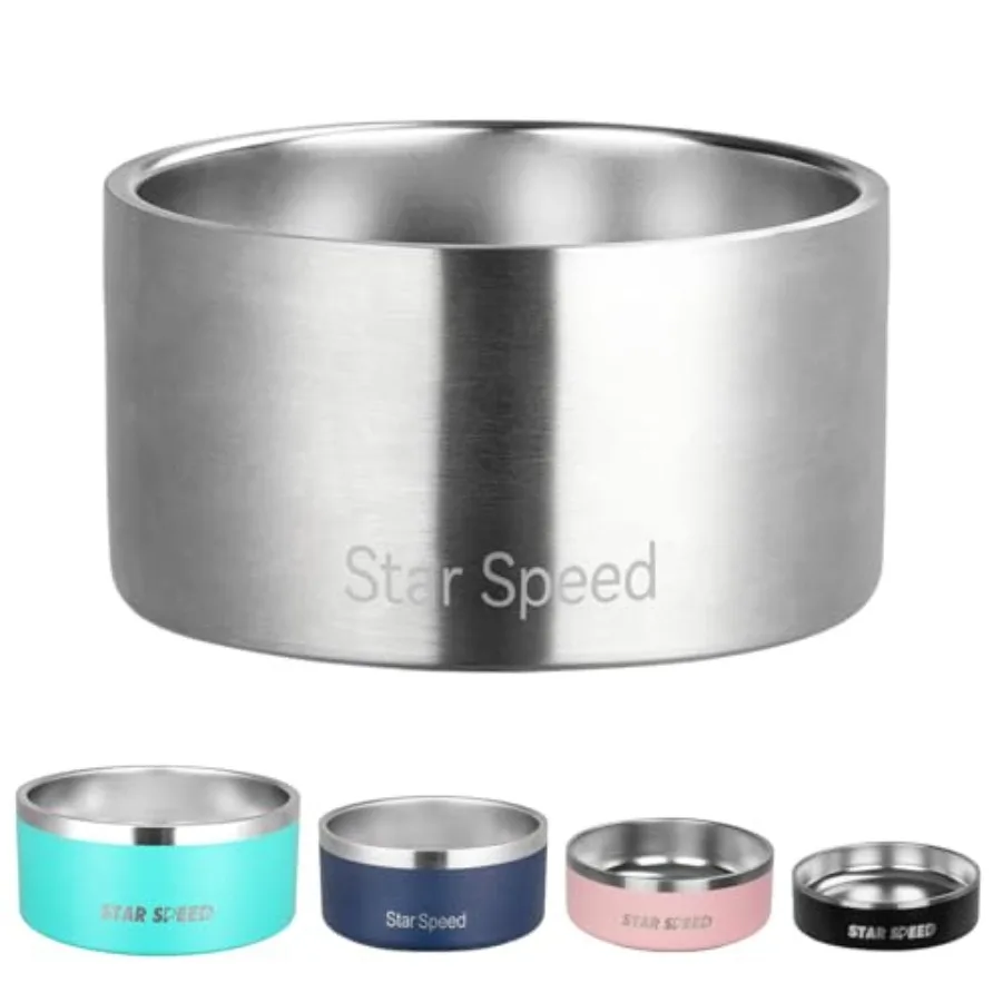 

200oz Large Stainless Steel Dog Bowl for Outdoor Use, Silver, Drop Resistant with Rubber Bottom, Keeps Cold, Fits Different Siz