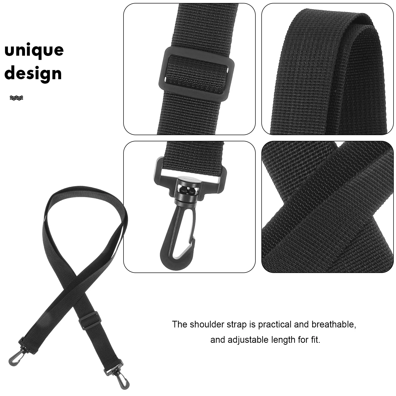 Crossbody Shoulder Strap for Handbag Polyester Replacement Black Adjustable Length Strong Buckle Wide Strap Camera Bag