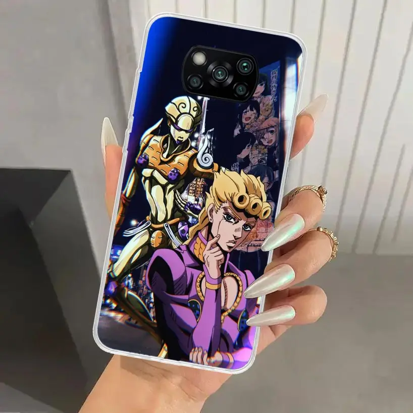 JoJo Bizarre Adventure Golden Wind Phone Case for Xiaomi Poco X6 X5 X4 X3 Nfc F6 F5 F4 GT F3 F2 Pro F1 M5S M4 M3 5G Soft Funda P