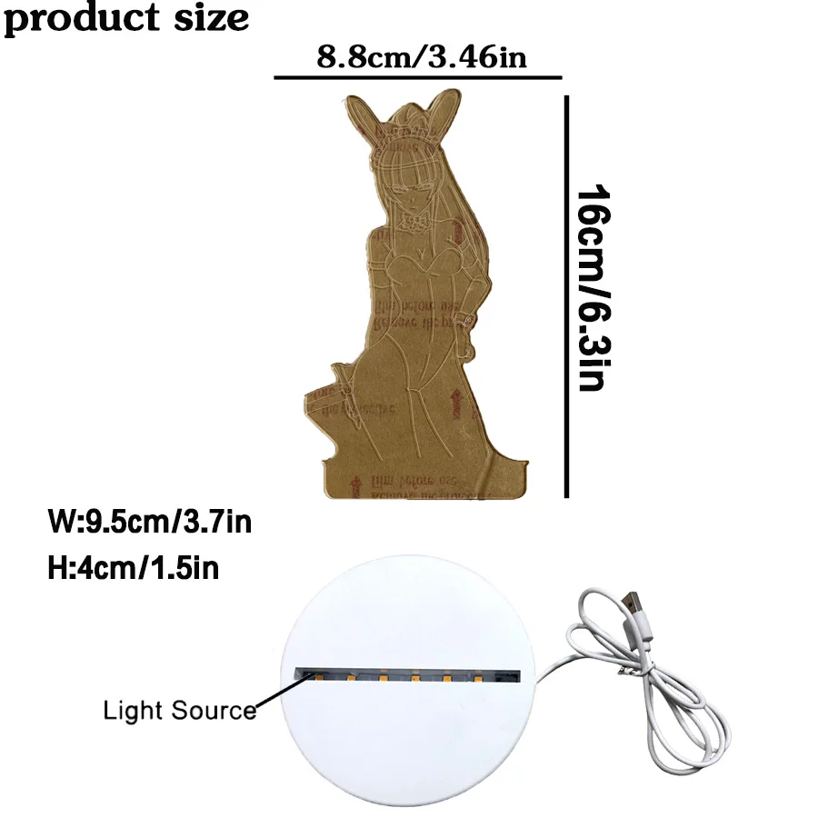 Luz nocturna creativa con personaje de anime 3D alimentada por USB, hogar, mesa, decoración de sala de estar, luz nocturna de regalo de cumpleaños, 1 ud.