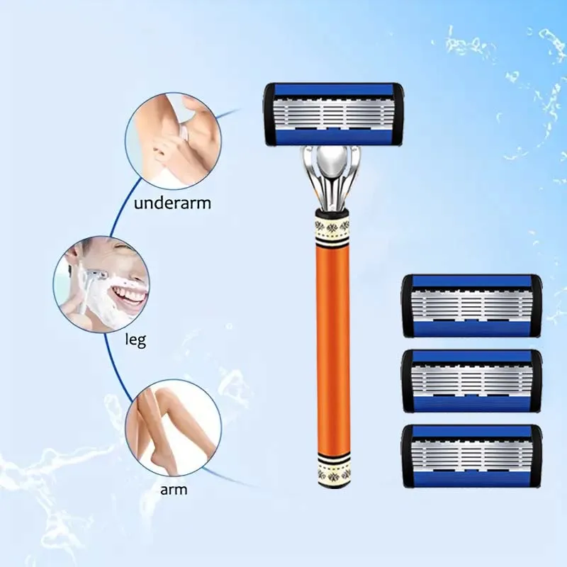 ماكينة حلاقة أمان رجالية فاخرة بمقبض مضاد للانزلاق. تصميم تقدميري لشفرة حادة. مقبض مضاد للانزلاق. هدية عظيمة للمهرجانات #6