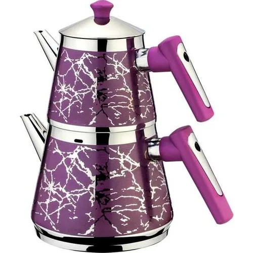 Mediterranean Pyramid Purple Embossed Teapot