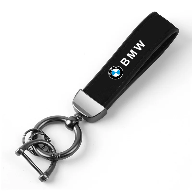 High-End Car Suede Leather Keychain Metal Key Ring For BMW X3 X5 X6 F30 F34 F10 F20 G20 G30 G01 G02 G05 F15 F16 1 3 5 7 Series