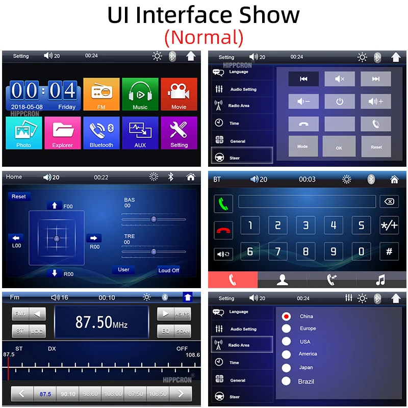 Hippcron 7 Zoll Touchscreen 1 Din Auto-MP5-Player FM AUX-Eingang Bluetooth Dual-USB Mirror Link Universelles Autoradio – Detail 7