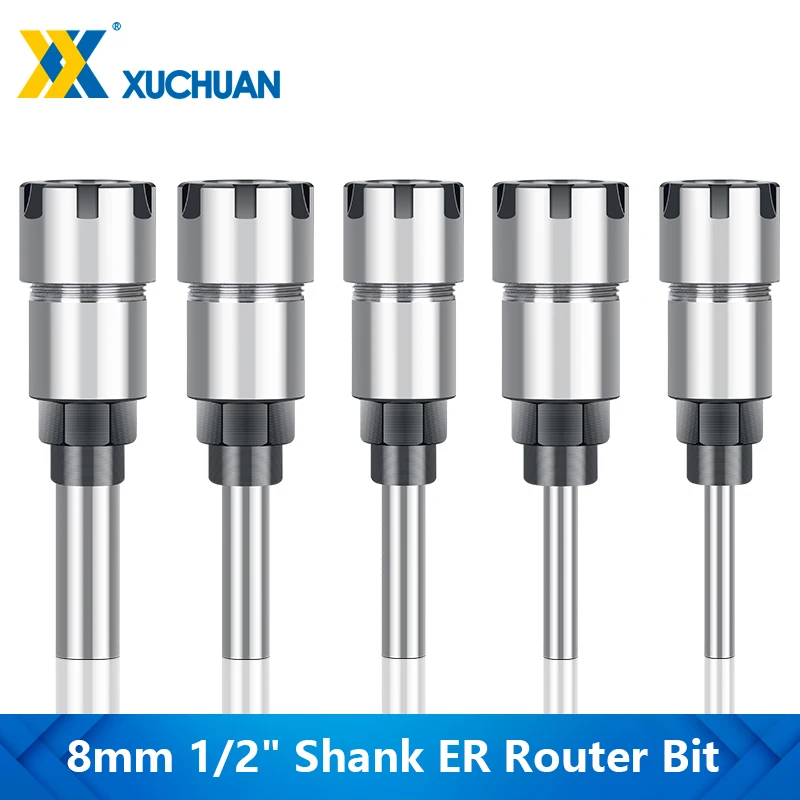 

Router Bit Holder Set 1/4" 8mm 1/2" Shank Router Bit Extension Rod & ER 16 20 Spring Collet Chuck For Wood Milling Cutter
