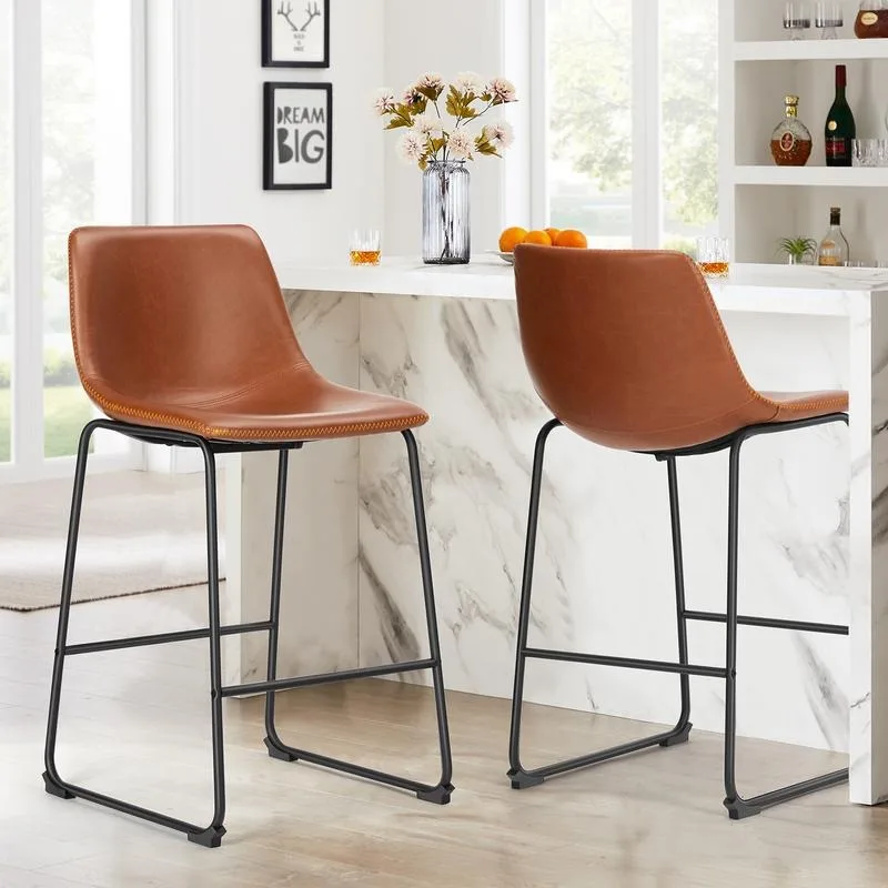 

SweetFurniture Counter Height Bar StoolsDining Chairs with Metootrest, Modern Faux Leather Barstools for Kitchen Island