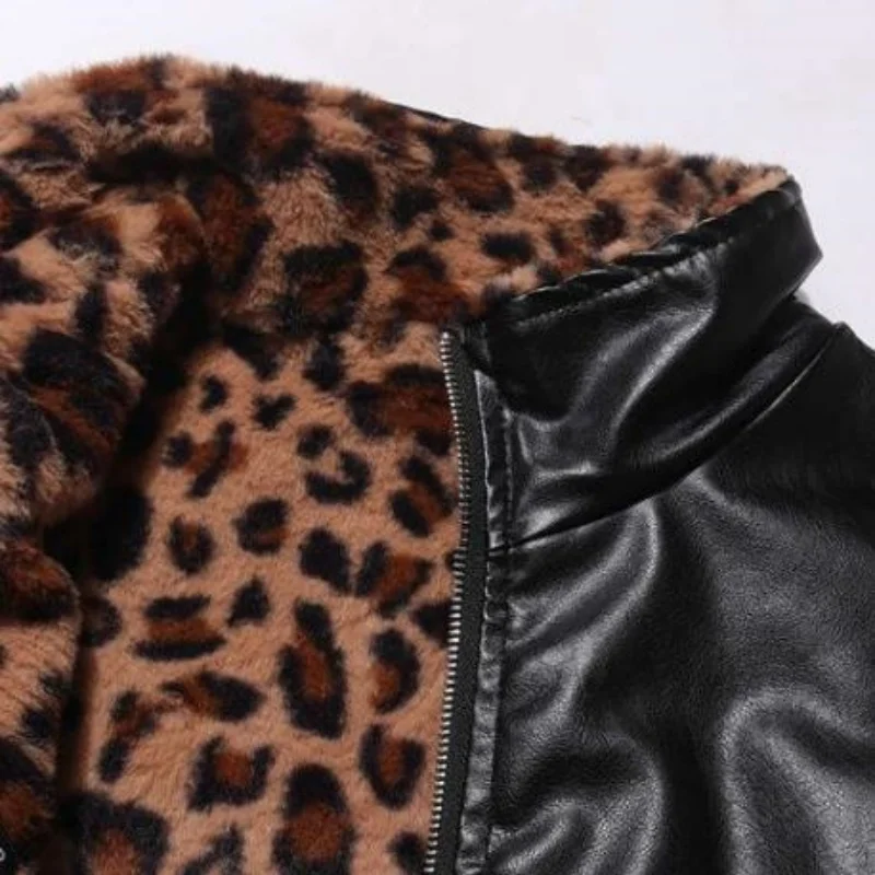 Women Warm Fur Outerwear Plush Jacket Women Winter Long 2024 New Korean Version Loose Lamb Wool Faux Fur Leopard Print Fur Coat