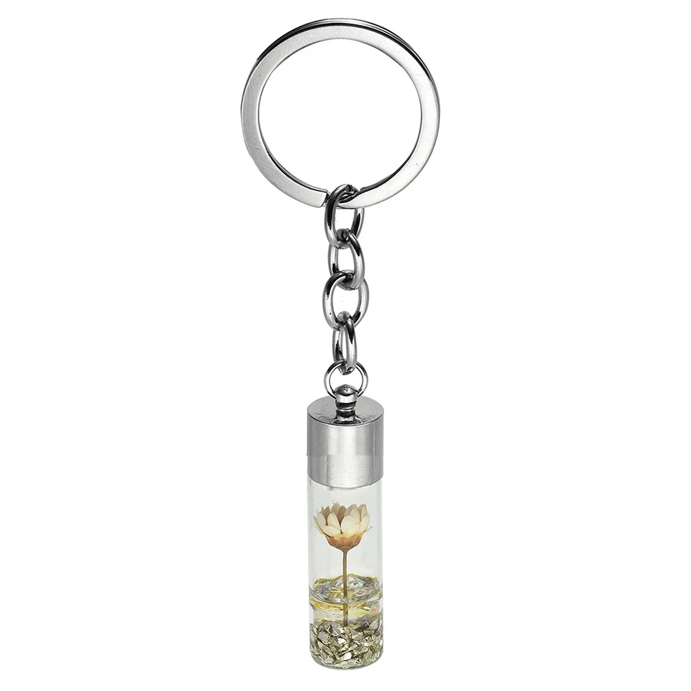 Creative Fashion Natural Eternal flower Keychain Dried Flower Plant Keychain Wishing Bottle Ladies Bag Accessories Couple Gift