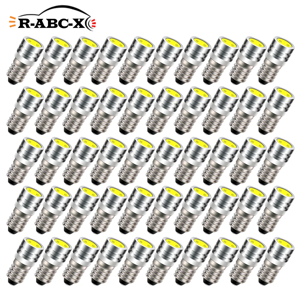 

RUIANDSION 50Pcs COB E10 LED Machine Power Instrument Status Indication Dashboard Flashlight Bulb 3V 6V 12V 3000K 4300K 6000K