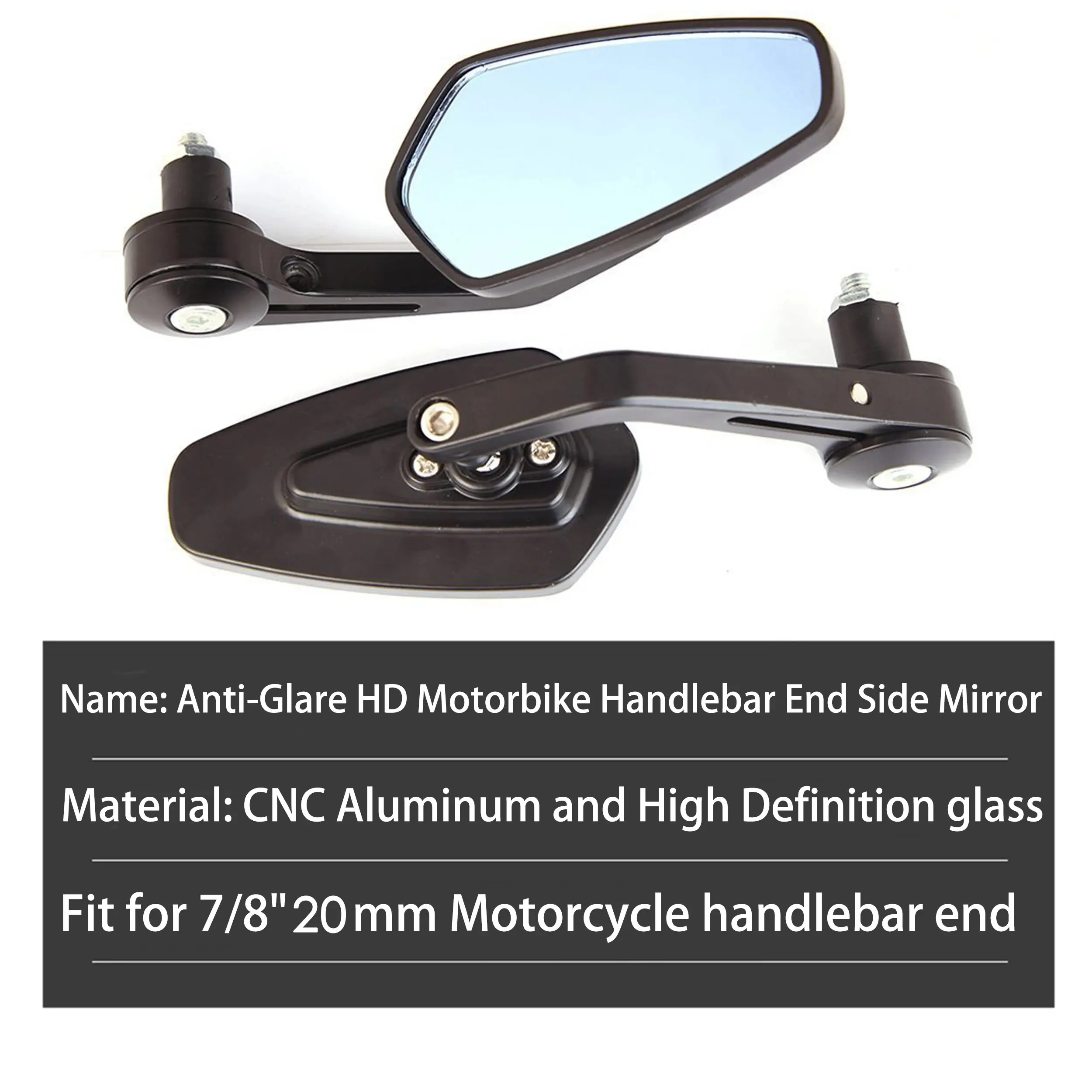 Motorcycle Rear View Mirrors Anti-Glare HD Motorbike Black Handlebar End Side Mirror for Scooters ATV Bike Motorcycles image 5