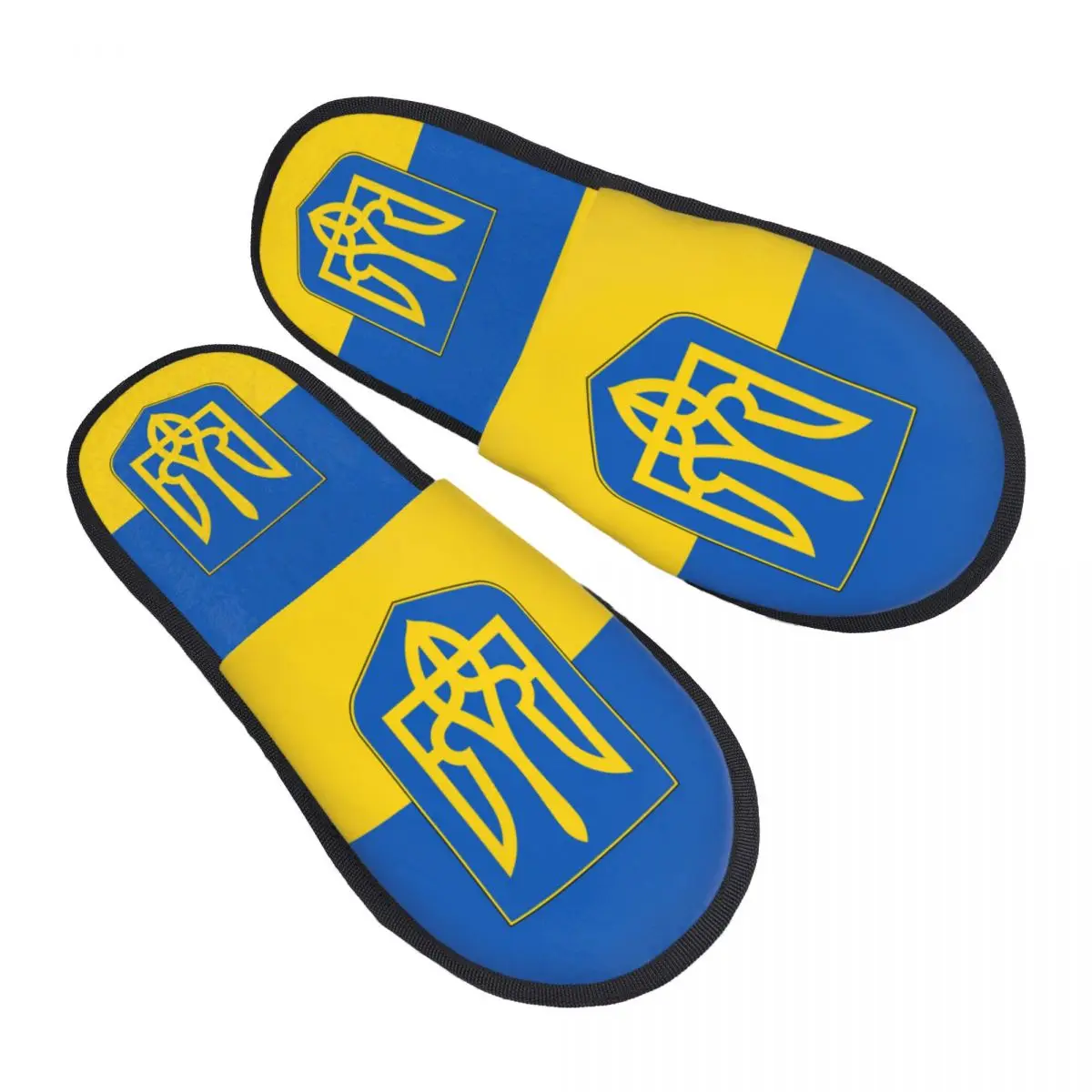 

Custom Flag Of Ukraine House Slippers Women Cozy Memory Foam Patriotic Slip On Hotel Slipper Shoes