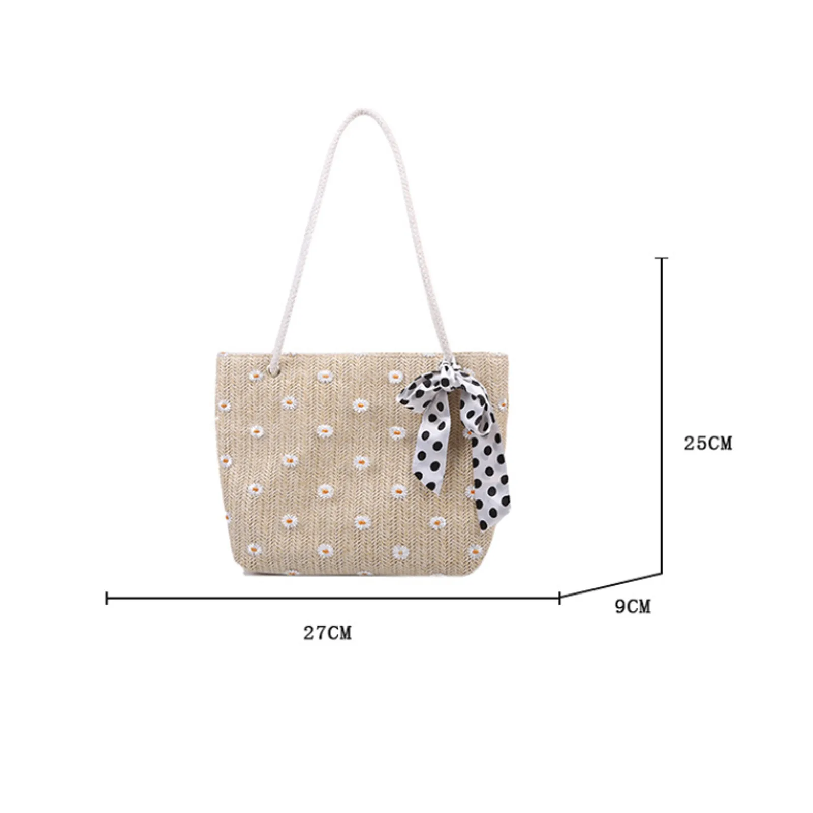 Bolso de bufanda de seda de cuerda trenzada, bolso de mano de moda hecho a mano ecológico, bolso de compras de paja versátil de gran capacidad para mujer