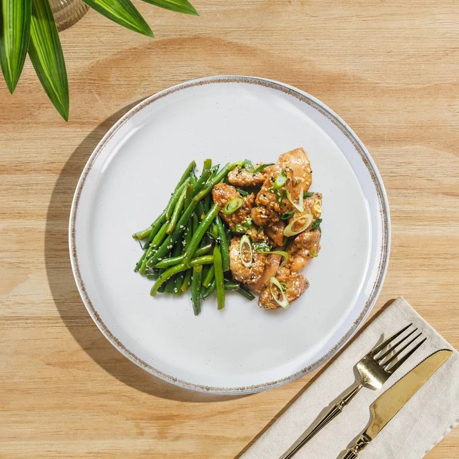 Набор керамической посуды из 18 предметов для 6 каменных тарелок и мисок с ручной росписью и мисками с деревенской терракотовой подкраской Res