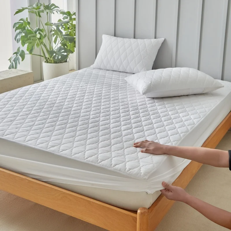 

1pc Waterproof Throw Mattress Cover Thicken Quilted Bed Fitted Sheet Mattress Protector Single/Double/140/160 Muti Size White