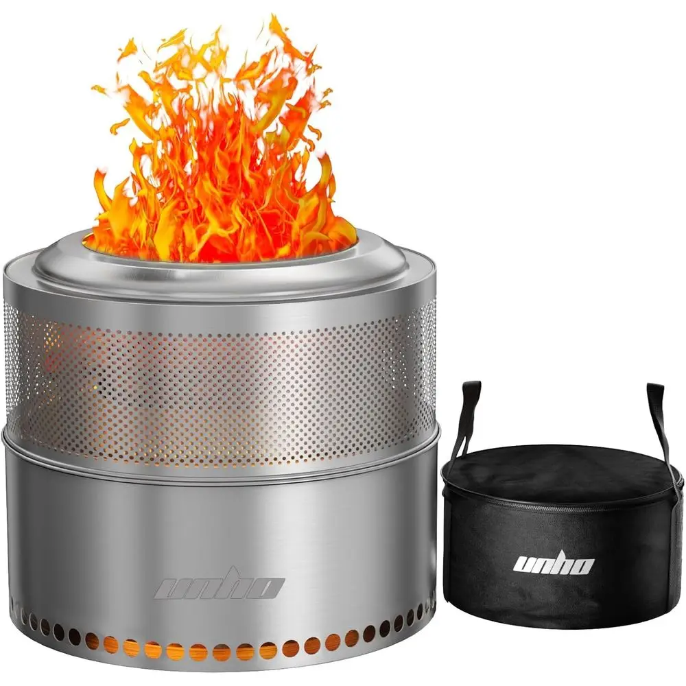 

20 Inch smokelirt or Outside Wood Burning Stove, StainlSteel Outdoor Portable ire Pit or Backyard, Patio, Garden, Picnic