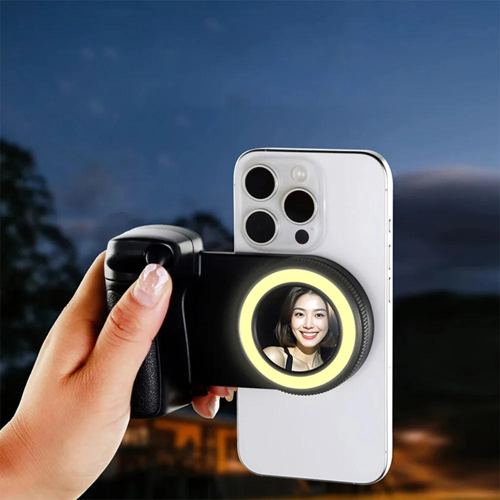 Luce per selfie per telefono cellulare Impugnatura per telefono compatibile con Bluetooth Impugnatura per fotocamera Impugnatura per selfie Luce video Luz Ringlight a LED