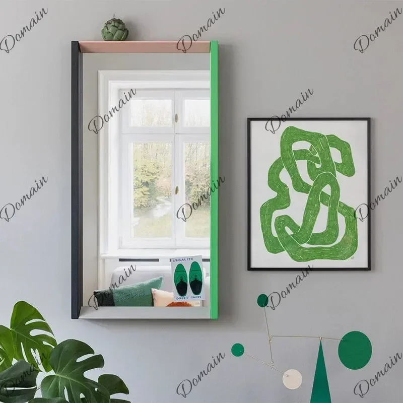 G K X46 Color Solid Wood Splicing Full-body Mirror Household Decorative Mirror Living Room Bedroom Storage Full-length Mirror E